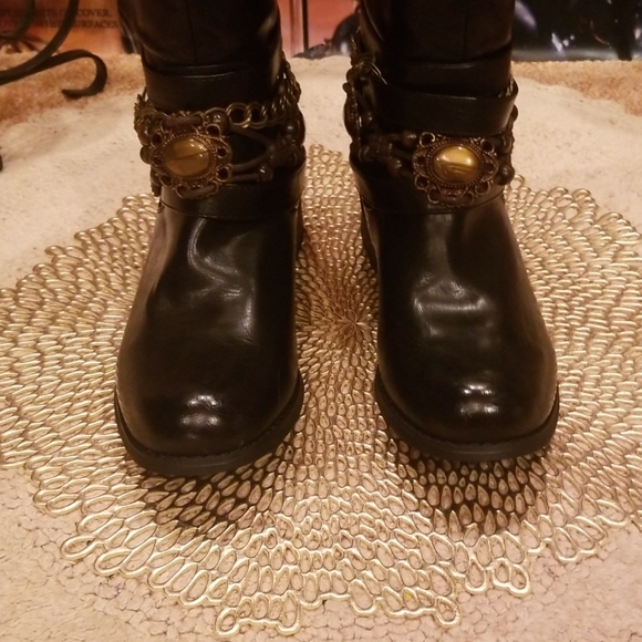 Pierre Dumas  Embellished Brown Riding  Boots Size 9 - Picture 3 of 8